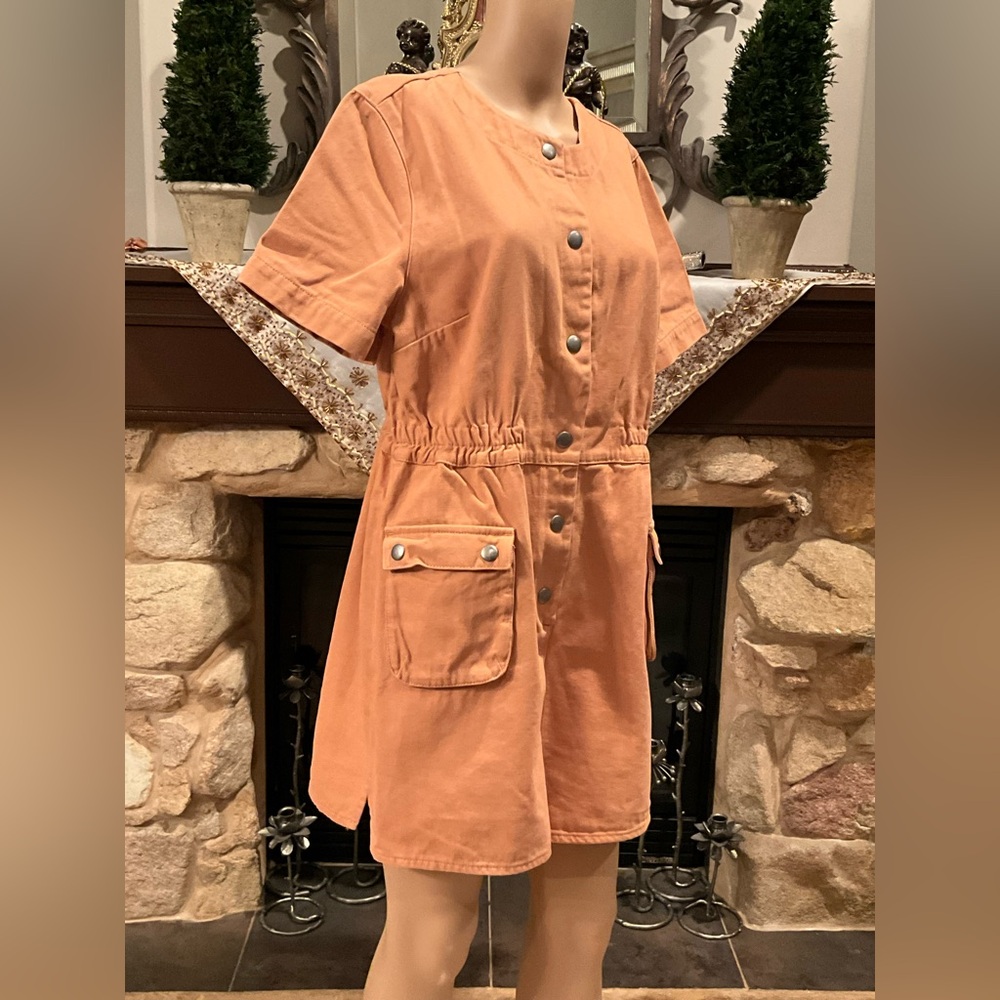ASOS Denim Orange Button-Up Romper 12 - Picture 6 of 8